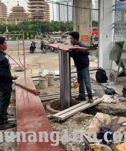 Lắp đặt cầu nâng 1 trụ Việt Nam âm nền